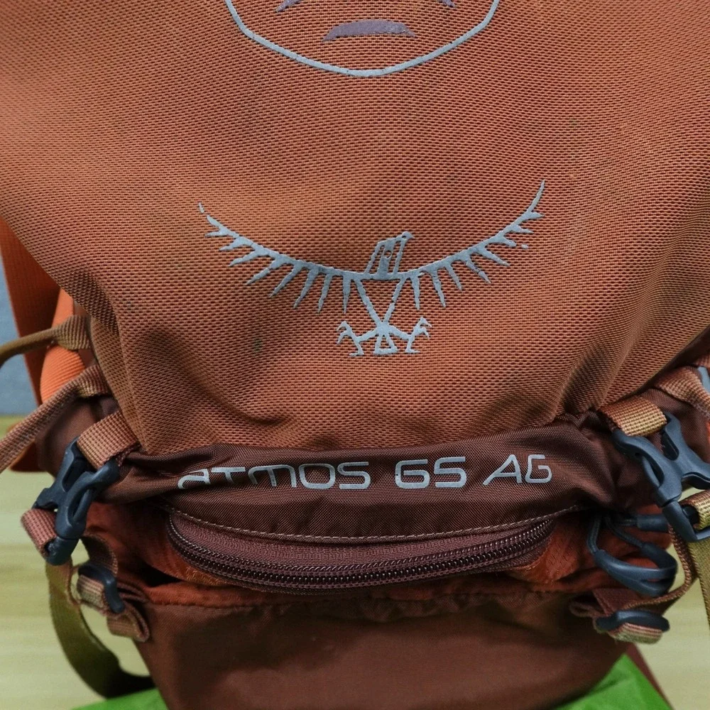 Osprey Atmos AG 65 Backpack Orange Large 65L Anti Gravity Hiking Rain Cover